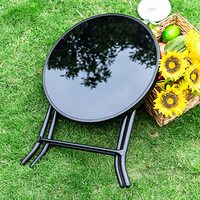 Amazon Vente à Chaud Table d'Appoint en Métal de 18 Pouces avec Dessus de Table en Verre Trempé Table de Salle à Manger Bistro Extérieur, Noir