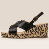 Le plus récent personnalisé corde de chanvre été Espadrille à feuilles persistantes haute plate-forme à talons ronds et en cuir véritable doublure Sexy sandales compensées
