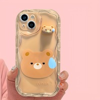 Coque personnalisable anti-choc motif lapin de dessin animé ondulé crème, très populaire, pour iPhone 18 17 Pro Max, en TPU+PC, mignonne pour filles, protection intégrale
