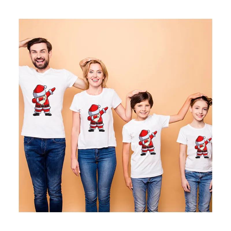 Fabrik direkt Weihnachten eltern-kind kleidung kundenspezifische nette druck familie passenden kurzarm T-shirt