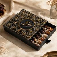 Boîte personnalisée pour dattes de Dubaï, emballage chocolat avec ruban, boîte à rabat avec séparateurs en papier pour bonbons et noix
