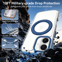Coque de téléphone magnétique personnalisée en gros pour iPhone 17, transparente avec support rotatif, cadre métallique pour objectif, antichoc