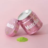 Boîte en métal ronde pour matcha, personnalisée, 30g, 50g, 100g, avec couvercle intérieur hermétique, qualité alimentaire, écologique, emballage en métal, directement de l'usine
