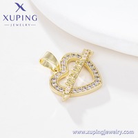 X001052979 XUPING Pendentifs de luxe avec motif cœur et flèche, message 'Mama' et bordure en pierre, accessoires de mode, symbole d'amour, bijoux