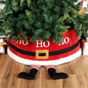 Новый дизайн красный тканевый ремень Санта хохохо Рождественская елка воротник для украшения рождественской внутренней елки