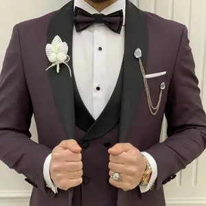 Brown Men's 3 Piece Suits For Men 1950s Suits Boho Wedding Dress Men Suits Tuxedo for Groom Wedding Sui