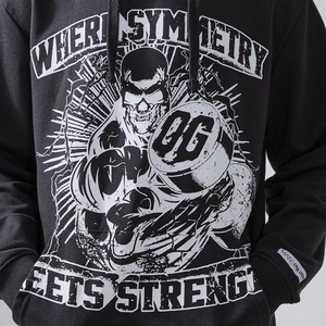 Men's Black Hooded Sweatshirt Set With Front Print Pocket Regular Fit Casual Autumn Wear - Product Image 3
