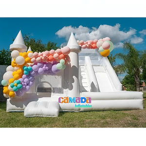 Château plein d'entrain sautant gonflable de maison de rebond de mariage blanc avec la glissière - Product Image 4