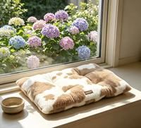 Coussin pour chien Yangyangpet Cream & Latte en velours côtelé, luxueux, carré, lavable, indestructible, amovible et résistant aux morsures