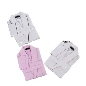 Wholesale Unisex Nightgown Thin Waffle Bath Robe For Women And Men Solid Custom Bathrobe