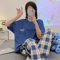 Fournisseur Pyjamas pour femmes Ensemble pantalon à manches courtes 2pcs Homewear Summer Cotton Sleepwear
