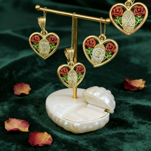 Grosir liontin tembaga wanita lapis emas 14k klasik Pop romantis hati mawar 26 huruf liontin Colgante de letra 2026 - Product Image 5