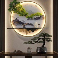 Applique murale LED moderne en alliage d'aluminium, blanc chaud, avec motif paysager chinois créatif, pour salon et bureau à domicile