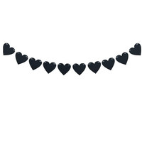 Drapeau en feutre en forme de coeur pour la Saint-Valentin mariage personnalisable noir amour bannière décorative tissé fête décoration murale