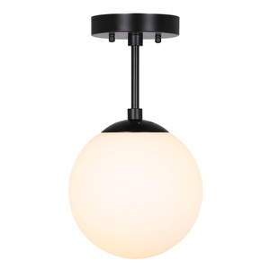 Almacén de EE. UU., envío gratis, lámpara colgante de techo de globo de cristal con iluminación semiempotrada de latón moderno para comedor - Product Image 6