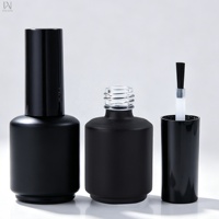 Bouteille en verre cylindrique noire classique de 15 ml et 16 ml pour vernis à ongles en gel, avec bouchons et pinceaux, contenants vides personnalisables avec logo OEM – Produit très vendu