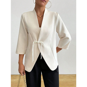 <span class=keywords><strong>Blazer</strong></span> de <span class=keywords><strong>Mujer</strong></span> con Cuello en V, Estilo Chino, Manga Tres Cuartos, Sensación de Alta Gama, Elegante y Sólido, Nueva Colección Primavera Verano 2026 - Product Image 2
