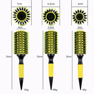 Cerdas amarillas Tubo de aluminio de cerámica Peine para peinar el cabello Peluquería Rolling Curl Style Cepillo redondo - Product Image 4
