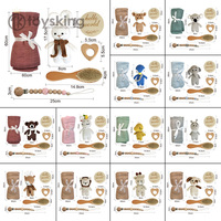Ensemble de 6 jouets de dentition pour bébé, chien en peluche au crochet fait main avec attache-sucette en bois et cœur - hochet apaisant, ensemble cadeau