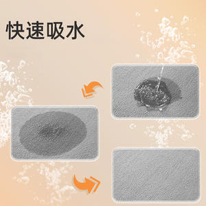 Tapis de salle de bain en mousse à mémoire de forme Panda, rectangulaire, couleur unie, fibre de polyester, absorbant, antidérapant, pour douche et toilettes - Product Image 1