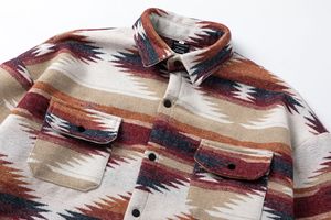 Bán Buôn <span class=keywords><strong>2025</strong></span> Mùa Thu Mùa Đông Người Đàn Ông Của Len Shacket Cổ Điển Duy Nhất Ngực Aztec Phương Tây Áo Khoác Với Phía Trước Biểu Tượng Nhanh Chóng Vận Chuyển - Product Image 6