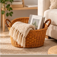 Panier de rangement ovale écologique avec poignée robuste pour jouets, vêtements, collations - Organisateur multifonctionnel pour salle de bain pour usage domestique