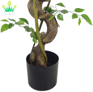 Ficus artificiel <span class=keywords><strong>japonais</strong></span> Fruticosa arbre torsadé avec <span class=keywords><strong>pot</strong></span> noir fausse <span class=keywords><strong>plante</strong></span> <span class=keywords><strong>pour</strong></span> la maison salon bureau <span class=keywords><strong>jardin</strong></span> porche décoration - Product Image 3