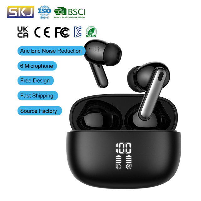 2026 OEM In-Ear Wireless Tws Earbuds Audifonos Bluetooth 5.3 In-Ear Earphones Hybrid 6Mics Noise Cancelling Headphones