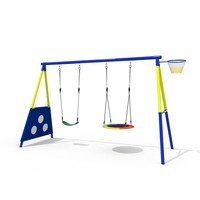 Ensemble de jeux d'extérieur commercial entièrement personnalisable pour garderies, comprenant balançoire, piscine à balles et jeu de paddle-ball, pour enfants