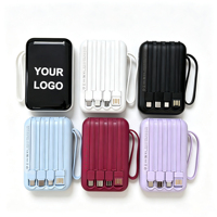 Batterie externe portable 10000 mAh Li-Polymère avec câbles intégrés, charge rapide 10W, lumière LED et port Type-C pour Android – Offre Spéciale