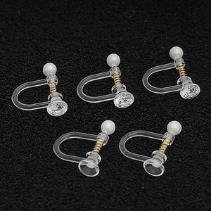Clip-on <b>Earrings</b> Transparent Rhinestone Plastic Resin Spring Ear Clips DIY Jewelry Accessories - Product Image 1