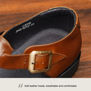 Sandalias de Verano Personalizadas OEM para Hombre, de Piel Vacuna, Estilo Oxford, Cómodas, Transpirables, Antideslizantes, Resistentes a Impactos, Impermeables, con Correa de Hebilla, Suaves - Product Image 4
