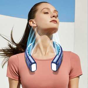 2026 New Arrivals Foldable Plastic Wearable Neck Fan English Display Rechargeable USB Portable <b>Cooling</b> Fan for Outdoor Use Best - Product Image 2