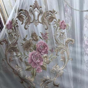 Rideau <span class=keywords><strong>en</strong></span> tissu <span class=keywords><strong>organza</strong></span> brodé de fleurs - Product Image 5