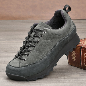 Chaussures de randonnée pour hommes en cuir, bout rond, semelle extérieure en caoutchouc, semelle intermédiaire en EVA, amorties, toutes saisons, pour la marche en plein air, les voyages, chaussures décontractées - Product Image 1