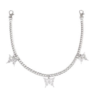 Cadena de cintura de mariposa de acero inoxidable unisex, cadena corporal estilo hip hop, cadena sencilla de una sola capa para uso diario, color blanco K - Product Image 4