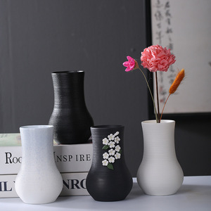 แจกันเซรามิกสีขาวสไตล์ยุโรป ลายขัดมือ พร้อมเกลียว สำหรับตกแต่งบ้าน งานฝีมือ ของประดับตกแต่ง จัดดอกไม้ - Product Image 2