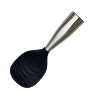 Cuillère à riz verticale en silicone, résistante aux hautes températures, avec manche en acier inoxydable, antiadhésive, compatible lave-vaisselle, gadgets de cuisine et pour la maison