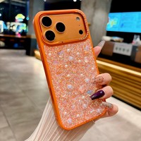 Coque de téléphone de luxe antichoc en TPU+PC avec strass, perles et paillettes pour iPhone séries 17, 16, 15, 14