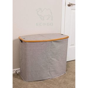 ตะกร้าซักผ้าไม้ไผ่ที่มีฝาปิดและที่จับ - Product Image 2