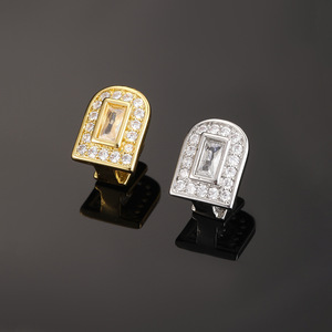 Grillz dentaire individuel en argent 925, or et argent, design géométrique, sertissage clos, accessoire dentaire pour homme, usage quotidien - Product Image 2