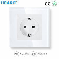 Prise murale de luxe aux normes européennes, panneau en verre trempé, 16A 250V, prise électrique moderne, prise murale Schuko pour la maison et le bureau