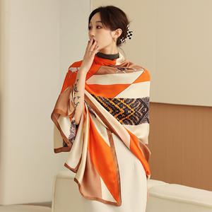 女性用高級デザイナーポリエステルスカーフ幾何学模様プリントロングバンダナ夏のビーチショールラップ - Product Image 3