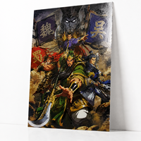 Affiches d'art personnalisées numériques 3D avec vernis UV en relief, illustrant le roman chinois Les Trois Royaumes, style anime, en relief, par Artist Alley