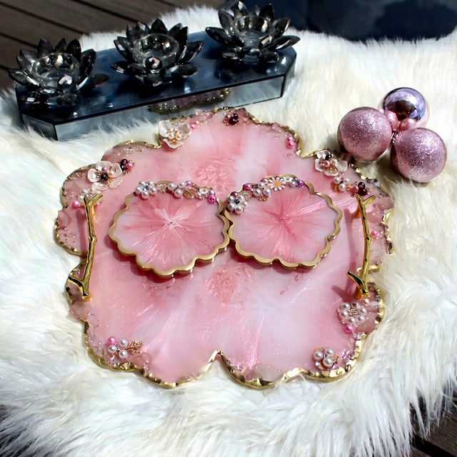 Handmade Resin Tray Elegant Modern Accessory for Functional Storage and Space Enhancement