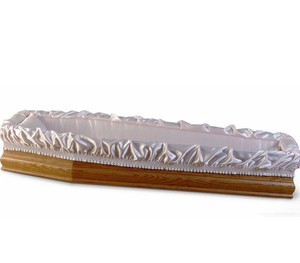 XF260 Ensemble de doublures intérieures pour <span class=keywords><strong>cercueil</strong></span> en satin élastique froncé à imprimé pois, avec support en <span class=keywords><strong>carton</strong></span>, pour usage funéraire - Product Image 1