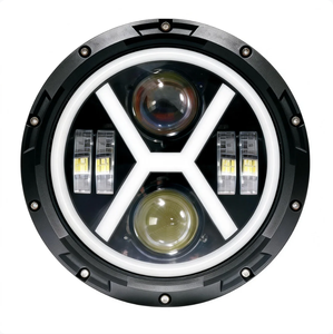 ไฟหน้ารถยนต์ LED ทรงกลมขนาด 7 นิ้ว พร้อมไฟสูง-ต่ำ และไฟวงแหวนสำหรับมอเตอร์ไซค์ ไฟทำงานภายนอกรถยนต์ - Product Image 1