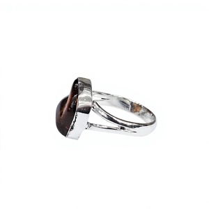 Anillo de Ámbar Crudo Vintage de Lujo, Plata de Ley 925, con Gema en Forma de Llaga Dividida, Joyería Boho de Fabricante - Product Image 5