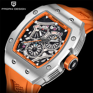 PAGANI DESIGN Original PD-YS012 <b>Skeleton</b> <b>Watch</b> <b>Automatic</b> Men’s Quartz <b>Watch</b> Silicone Square Sapphire Clock Waterproof - Product Image 2
