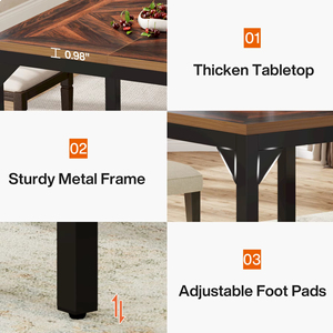 <span class=keywords><strong>Table</strong></span> à manger carrée multifonctionnelle en <span class=keywords><strong>bois</strong></span> <span class=keywords><strong>massif</strong></span> brun de style industriel moderne pour 4 personnes, meubles de salle à manger - Product Image 5